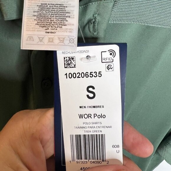 Reebok Men's Short Sleeve Performance Training Polo Shirt - Green Size S - Picture 5 of 7